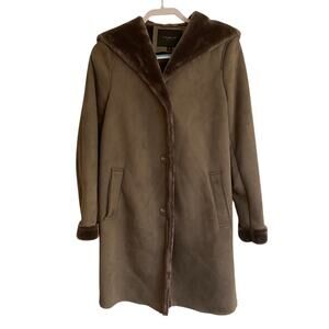 Marc NY Andrew Marc Water Resistant Hooded Grey 3/4 Length Coat.